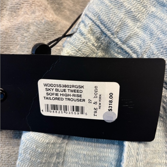 Rag & Bone Sofie Wide leg Sky Blue Tweed Jeans- NWT - Picture 3 of 7